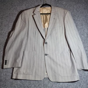 Vintage 44S Mens Striped Stripe Boater School Suit Jacket Blazer Cruise Blue - Picture 1 of 14