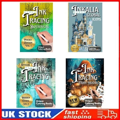 Ink Tracing Coloring Book, Follow the White Lines to Reveal a Unique City