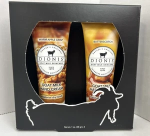 Dionis WARM APPLE CRISP & BUTTERSCOTCH Goat Milk Hand Cream Lotion Set 1oz ea - Picture 1 of 4