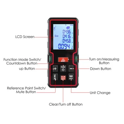 100m Measure Handheld Mini Distance Meter With LCD Display For Home Use - Image 1 of 4