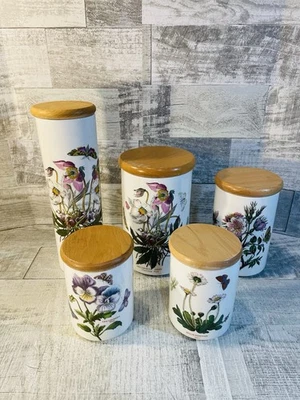 Portmeirion Jardim Botânico Conjunto de 5 Vasilhas de Cerâmica com Tampas Excelente Condição - Imagem 1 de 4
