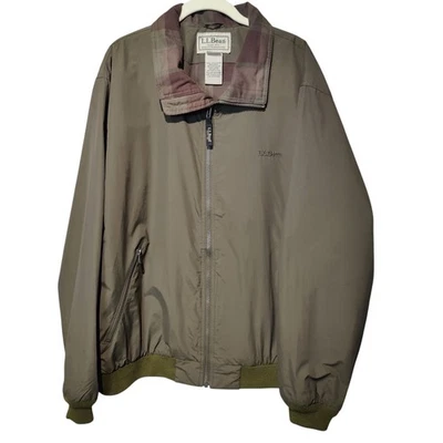Vintage L.L. Bean Men's Sz XL Warm Up Bomber Jacket Olive Green Nylon Grandpa - Image 1 of 4