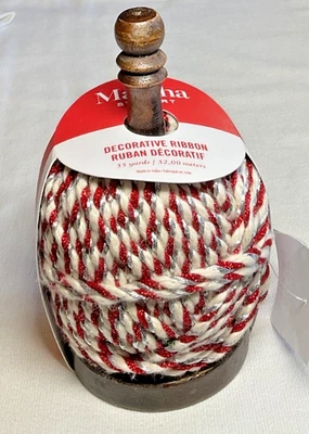 Martha Stewart CINTA DECORATIVA EN CARRETE DE MADERA ROJO BLANCO PLATA 35 YARDAS NUEVO CON ETIQUETAS Foto 1 de 3