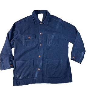Vintage 90s Banana Republic Mens Large Wool Blend Barn Chore Jacket Navy Blue - Picture 1 of 10
