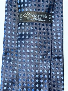 Charvet Place Vendome 57 x 3,75 blaue Krawatte gepunktet geometrische Seide - Bild 1 von 11