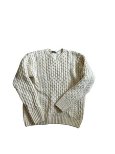 Brandy Melville Cable Knit Sweater Chunky Fishermen Style Wool Cream Large - Picture 1 of 5