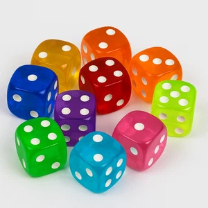 10pcs Coloured Transparent Dice Set – 12mm Six-Sided D6 Acrylic Gaming Dice - Picture 1 of 1