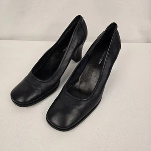 Zapatos de salón Etienne Aigner para mujer 8,5 m cuero negro punta cuadrada tacón bloque carrera - Imagen 1 de 13
