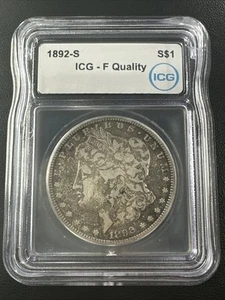 Dólar de plata Morgan 1892-S ICG F fina calidad semillave moneda rara atractivo visual - Imagen 1 de 14