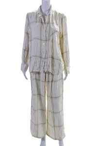 We Wore What Damen Langarm Knopfleiste Zweiteiliges Hosen Set Beige Größe M - Bild 1 von 10