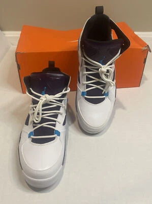 Sapato masculino Air Jordan Flight Club 91 tamanho 9.5 branco azul lagoa 555475-105 - Imagem 1 de 4