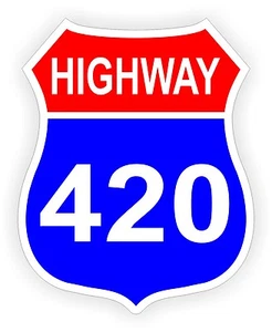Highway 420 Hard Hat Sticker | Motorcycle Helmet Decal | Funny USA Label Hippie - Imagen 1 de 1