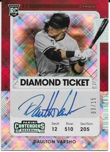 DAULTON VARSHO Autographed 2021 Panini Contenders Diamond Ticket Serial # 03/15