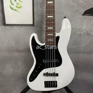 Left-Hand JB Electric Bass Guitar White Color 5 String Rosewood Fingerboard - Picture 1 of 7