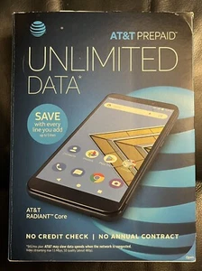 AT&T Prepaid AT&T RADIANT Core 16GB Prepaid Smartphone 5.5 Display W/$55 Card - Picture 1 of 6
