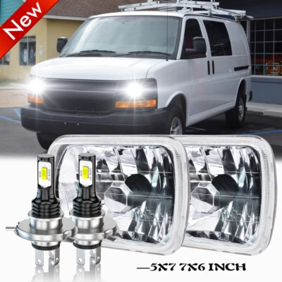 Pair 7x6" LED Headlight For Chevy Express Cargo Van 1500 2500 3500 Truck - Image 1 of 4