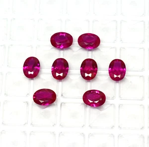 Rare Natural 8 Pcs Red Ruby Brilliant Oval Cut Ruby, Faceted Oval Lot Gemstone - Picture 1 of 9