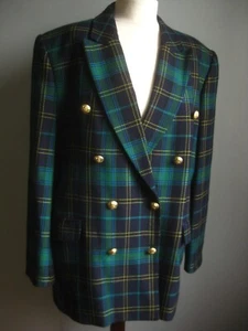 VINTAGE M&S TARTAN JACKE 18 DIANA BLAZER reine Schurwolle ST MICHAEL DETAIL LESEN - Bild 1 von 23