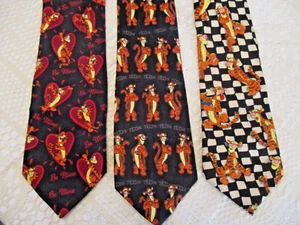 3 VINTAGE 'TIGGER" NECKTIES DISNEY POOH (1 Valentine, - Picture 1 of 6