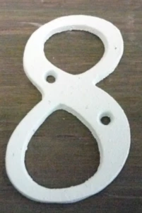 White Italic Cast Iron Metal House Number - 8 - Picture 1 of 1