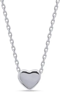 Tiny Floating Heart Pendant Necklace 18" Chain 14k Gold Plated Sterling Silver - Picture 1 of 30