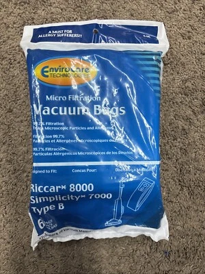 *NEW* Riccar 8000 / Simplicity 7000 Type B Vacuum Bags by EnviroCare ~ 6 Count - Image 1 of 2