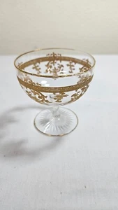 Antike böhmische Josephinen Hütte/Moser Kristall mit erhabenem Gold Design Dessertbecher - Bild 1 von 6