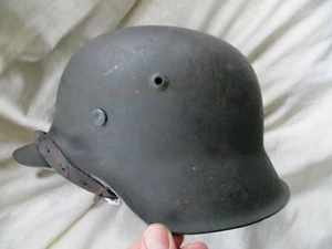 ORIGINAL genuine WW2 GERMAN WH ARMY m42 HELMET HKP62 4257 = 1944 & CHIN STRAP - Picture 1 of 24