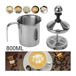 Manual Handheld Milk Frother Foamer  Mixer Stainless Steel Coffee Latte Stirrer