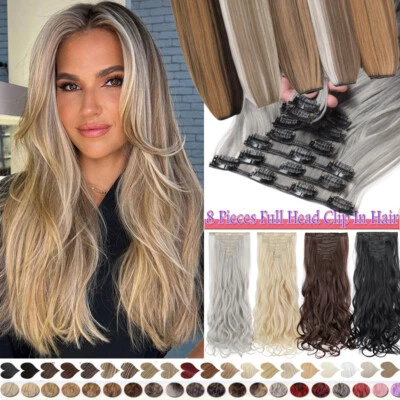 Ombre Dick wie Echthaar Clip in Extensions Haarverlängerung 8 Tressen Natürliche - Bild 1 von 4