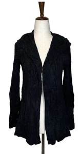 Barefoot Dreams CozyChic Ultra Lite Womens S Black Ribbed Hooded Open Cardigan - Picture 1 of 6