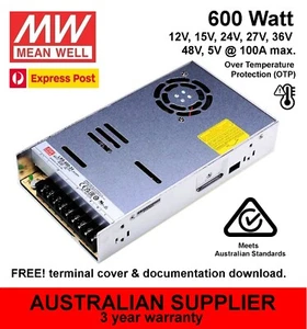 MeanWell LRS-600 Power Supply 600W, 120/240VAC to 5V 12V 15V 24V 27V 36V 48V DC - Picture 1 of 3