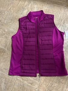 womens fuchsia colored full zipper vest size XL - Picture 1 of 3