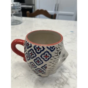 Anthropologie Hand Painted Hedge Hog Boho Mug - Picture 1 of 4