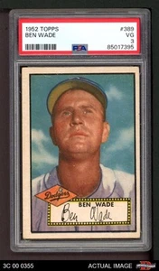 1952 Topps #389 Ben Wade Dodgers PSA 3 - VG - Picture 1 of 2