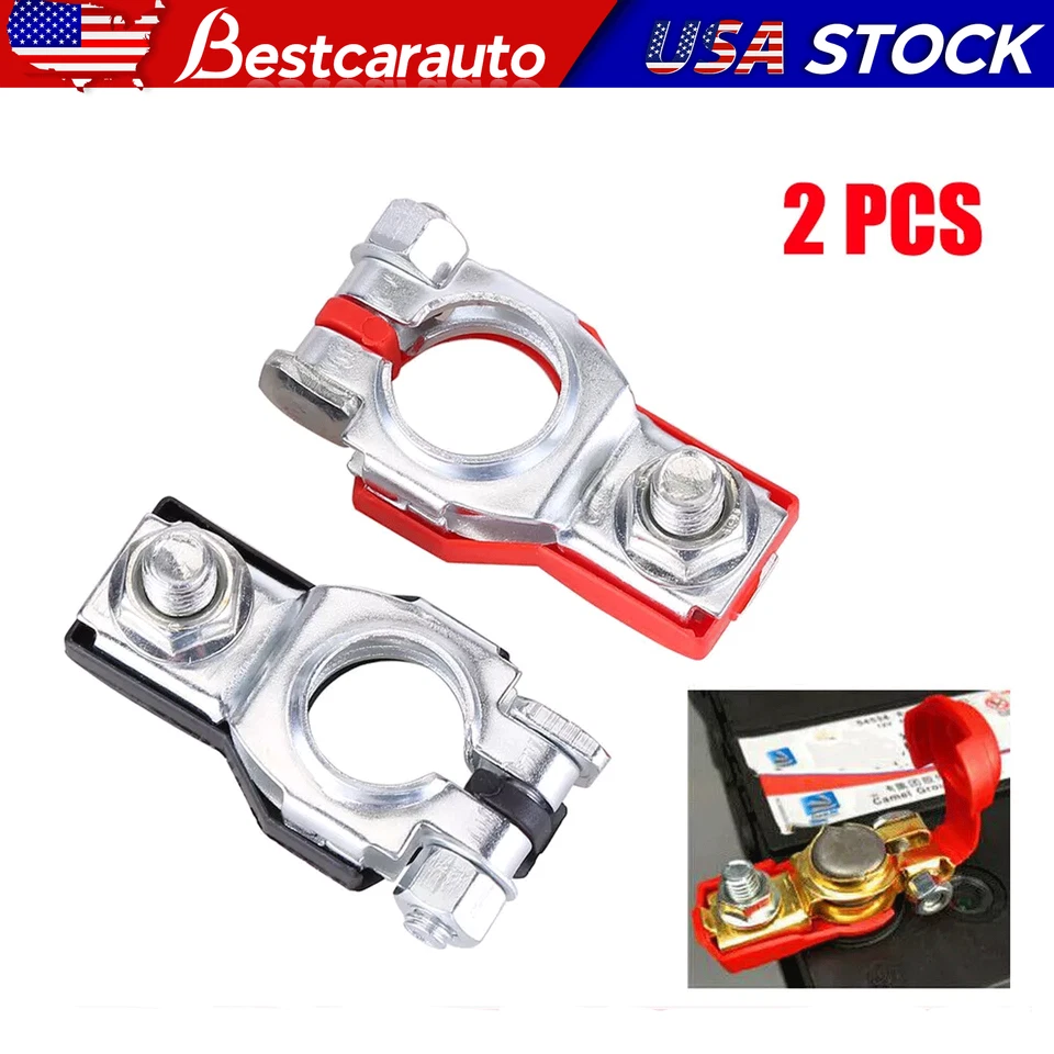 US Car Battery Terminal Clamp Connectors Positive Negative Release Disconnect×2 Foto 1 de 4