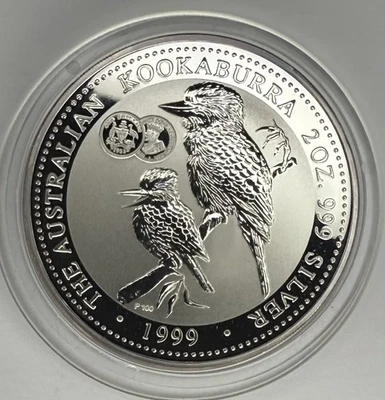 P Australia Kookaburra 1999 2 oz plata .999!!️1933 ¡¡Un chelín privado!!️ Foto 1 de 2