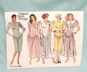Vestido corpiño Misses patrón de costura VOGUE 1898 de colección con falda juntada talla 8-10-12 - Imagen 1 de 3