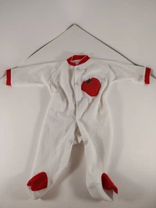 Pigiama vintage bianco fragola spugna bambino pigiama piedi 0-3 mesi? CAMPIONE senza etichetta - Foto 1 di 4