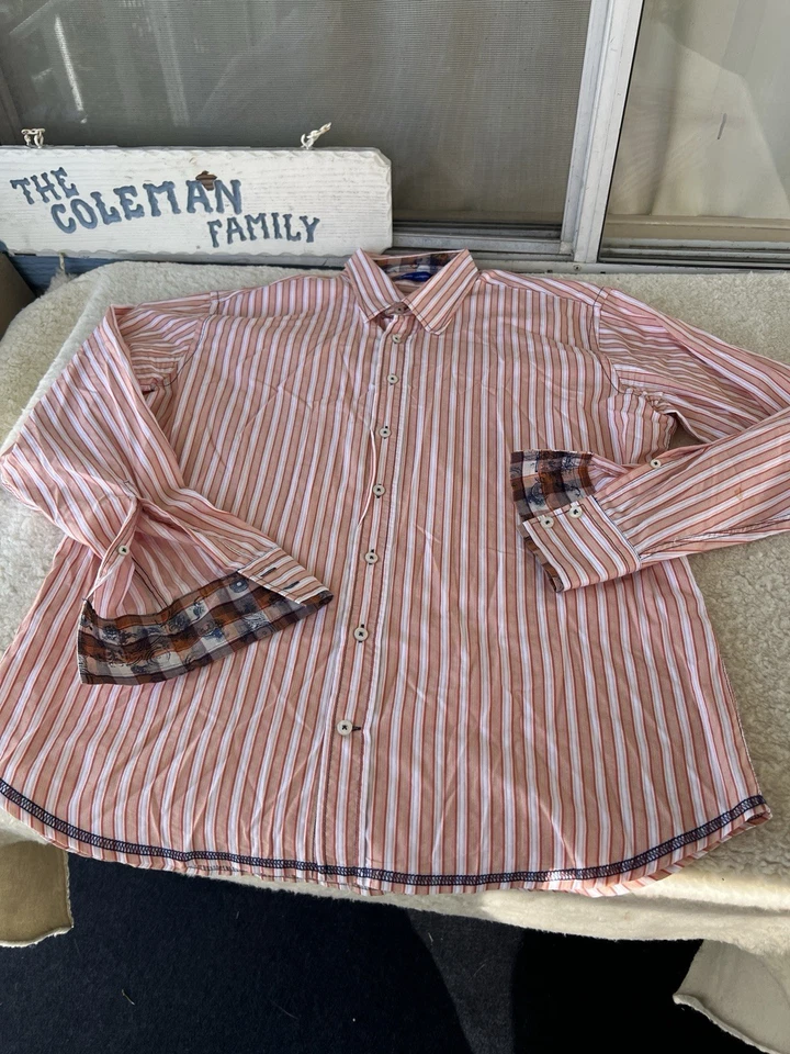 Camisa Georg Roth Of Los Angeles Diseño Informal Botón Delantero Para Hombre XL Naranja Foto 1 de 4