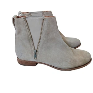 Botines Frye para mujer talla 10 beige tostado cuero gamuza tacón bajo bloque - Imagen 1 de 6