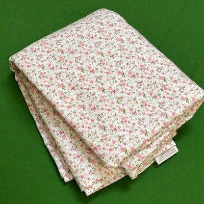 Laura Ashley Twin Flat Sheet 100% Cotton Flannel Floral Pink Roses Green White - Image 1 of 4