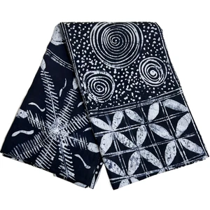 Authentischer handgefärbter Adire Brokat Unikat afrikanischer Stoff 4,6 Yards Nähen - Bild 1 von 15