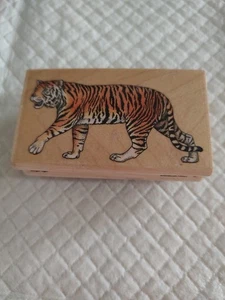 Wood Mounted Rubber Stamp Tiger Rubber Stampede 3" x 1 3/4" - Picture 1 of 4
