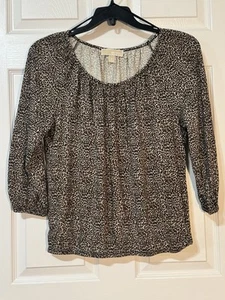 MICHAEL KORS Oberteil Leopardenmuster 3/4 Arm U-Boot-Ausschnitt Größe M - Bild 1 von 5