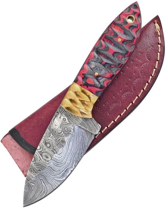 Cuchillo de hoja fija Frost Cutlery cincelado rojo/negro mango de madera de hierro -VFD-124C-W Foto 1 de 1