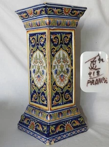 FOURMAINTREAUX à DESVRES : Grand vase à décor ROUEN (XIXè siècle) 31,5 cm - Picture 1 of 14