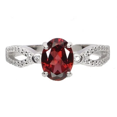 Black Friday 925 Silver Ring Oval Mozambique Garnet 8x6mm Gemstone Jewelry 7 - Image 1 of 4