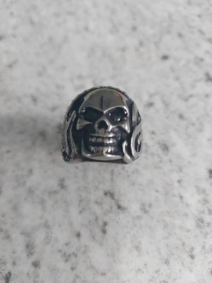Skull Guitar Ring Stainless Steel simulated Stone Set Music Band Size Z + 1 - Image 1 of 4