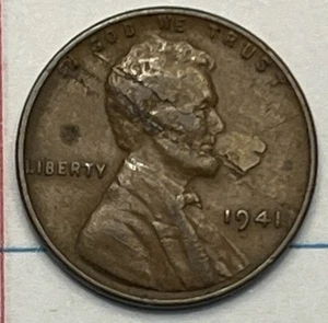 1941 Lincoln 1C Wheat Cent Penny, Major Obverse Lamination MINT ERROR! - Picture 1 of 14